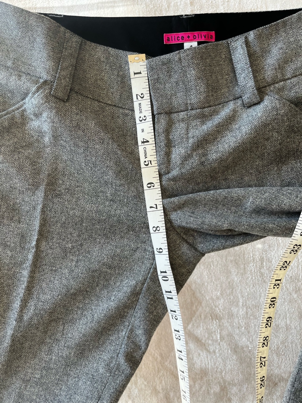 Alice + Olivia Charcoal Gray Tailored Flare Trousers wool size 4 - Picture 3 of 6